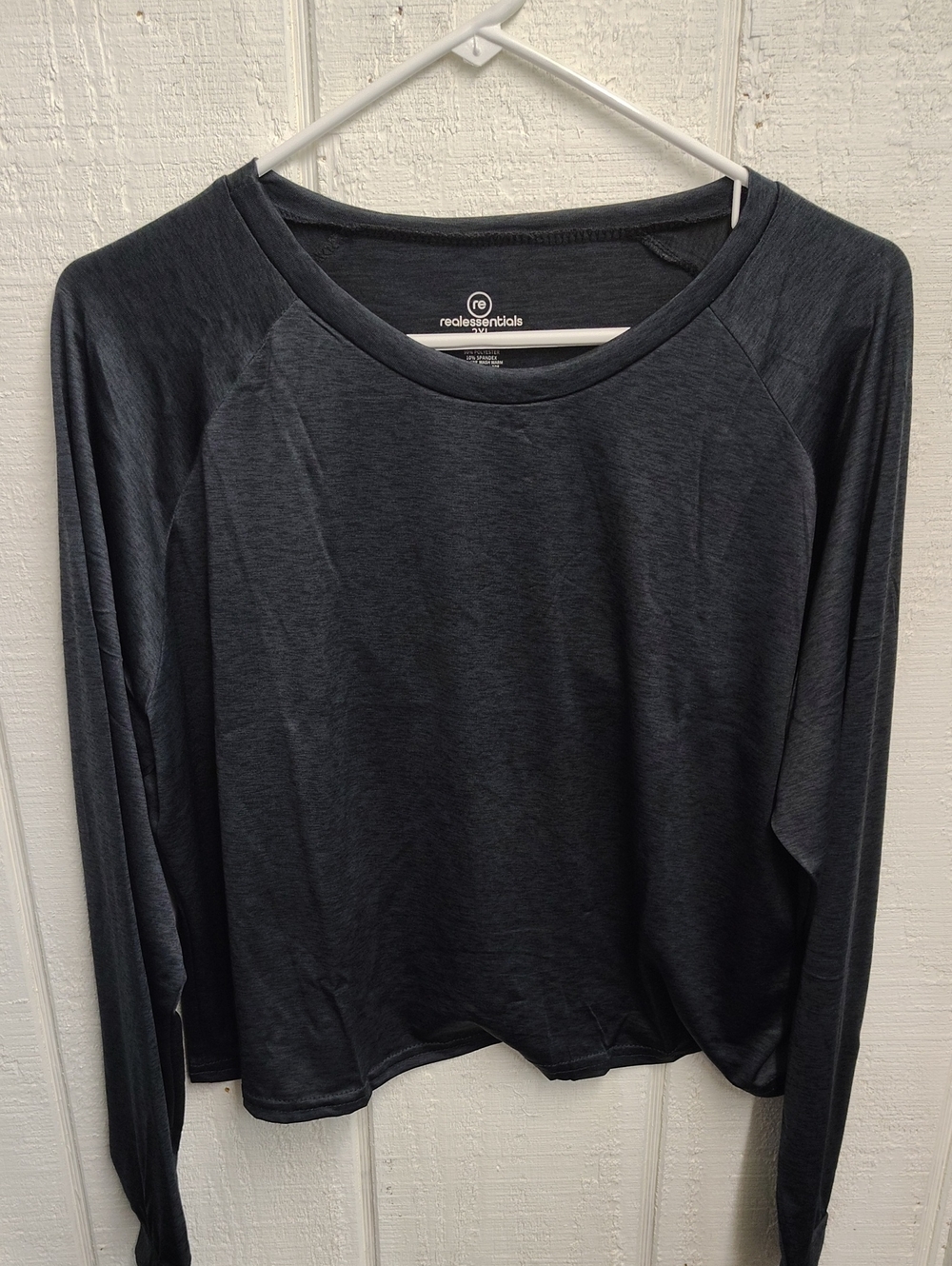 Essentials Long Sleeve Crewneck Top - Charcoal